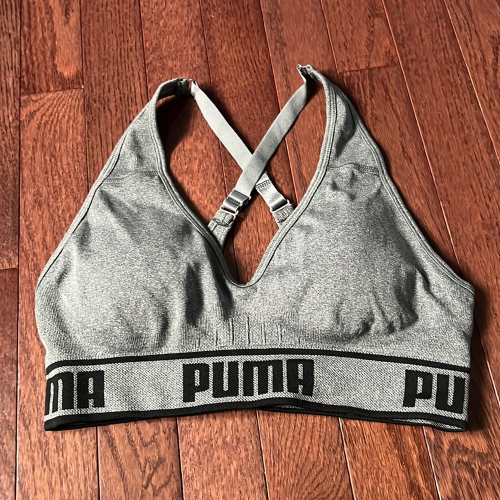 PUMA Dark Gray Padded Sports Bra Size Small